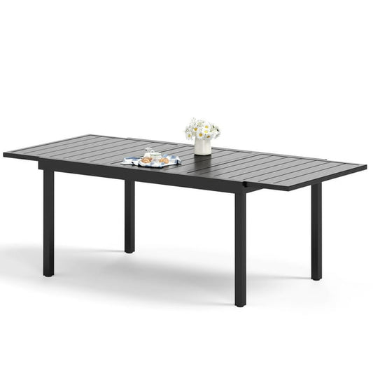 Sophia & William Expandable Steel Outdoor Patio Dining Table for 6-8 people, Black