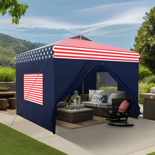 10'x 10'ft Pop Up 3 Height Adjustable Canopy Tent with 4 Side Walls