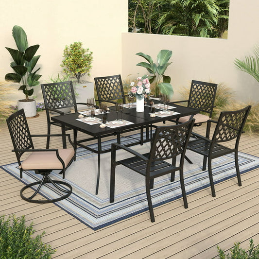 Sophia & William 7 Piece Patio Dining Set Outdoor Metal Furniture Table and Stackable Chairs