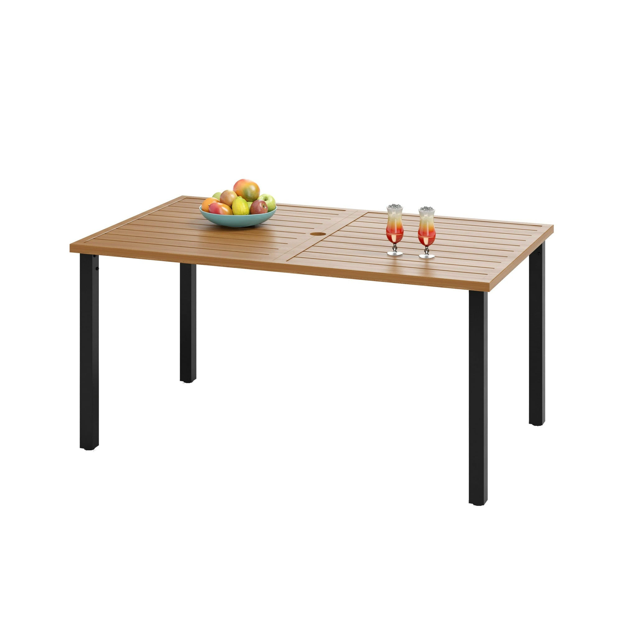 Teak and metal outdoor deals dining table