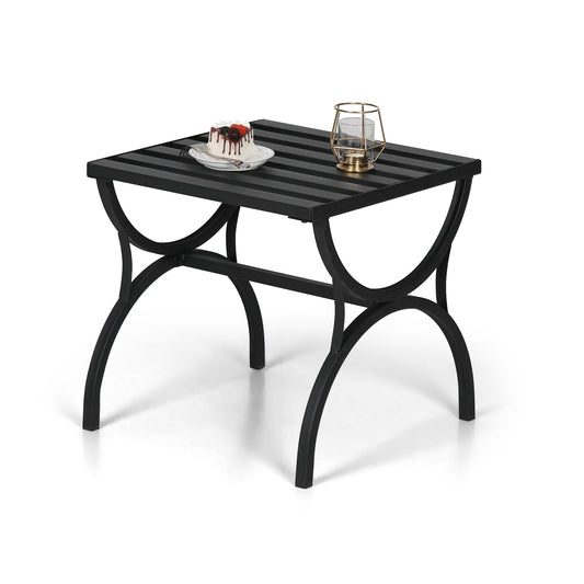 Sophia & William Metal Outdoor Side Table Slatted Top Design - Black