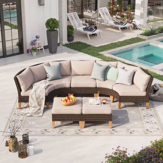 Sophia & William 7 Piece Outdoor Wicker Patio Conversation Sofa Set Outdoor Sectionals