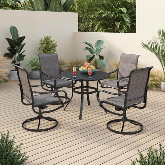 Sophia & William 5 Pieces Metal Patio Dining Set Swivel Paded Chairs and Table Set