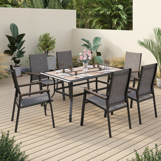 Sophia&William 7-Piece Metal Outdoor Patio Dining Furniture Set, Gray