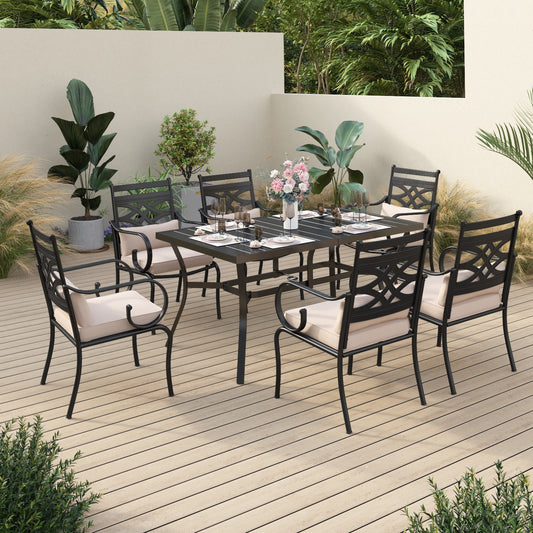 Sophia&William 7-Piece Outdoor Patio Dining Set Cushioned Chairs and Steel Table