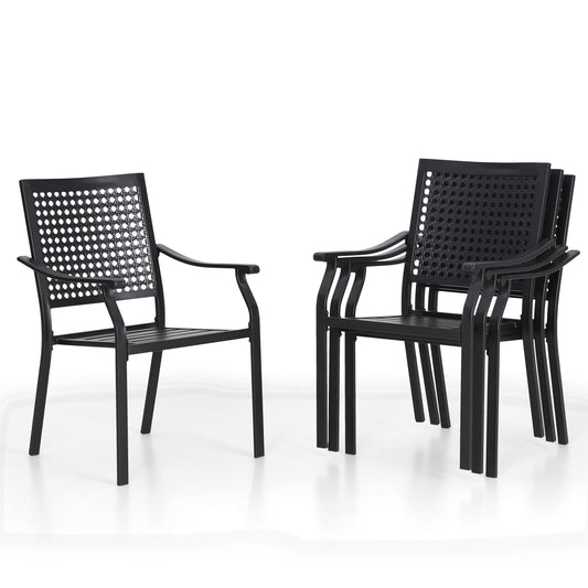 Sophia&William Wrought Iron Patio Dining Chairs Set of 4 in Black