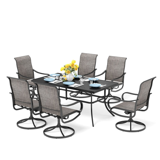 Sophia & William 7 Piece Outdoor Patio Dining Set Table with Highback Textilene Chairs