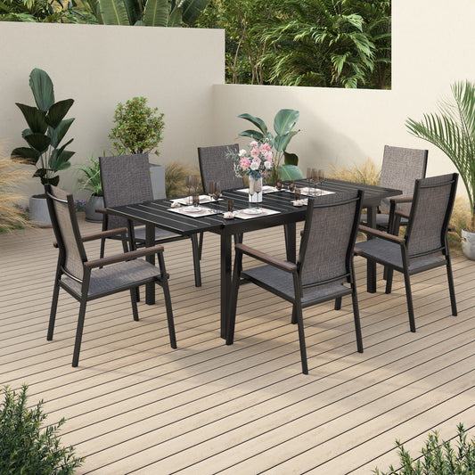 Sophia&William 7-Piece Metal Outdoor Patio Dining Furniture Set, Gray