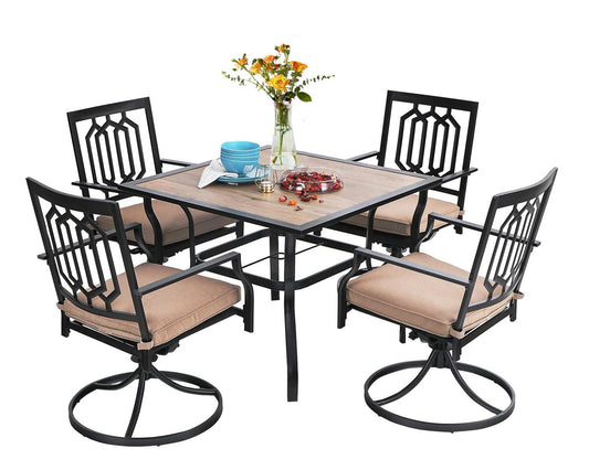 Sophia & William 5 Peices Outdoor Patio Metal Dining Set Swivel Chairs and Table Set