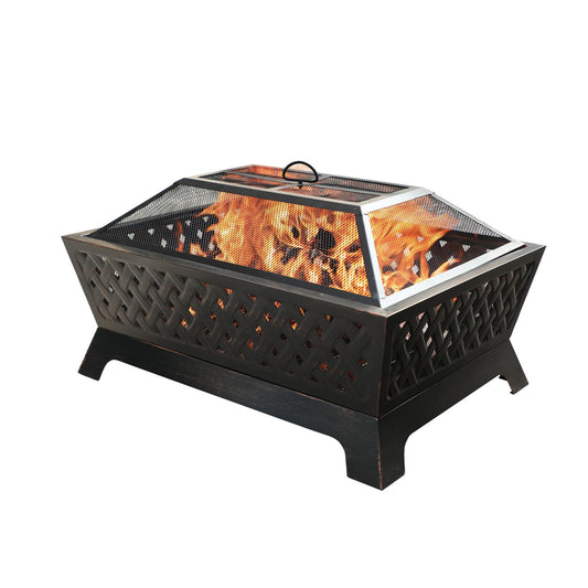 Sophia & William 34 x 26 Inch Retangular Wood Burning Bronze Fire Pit