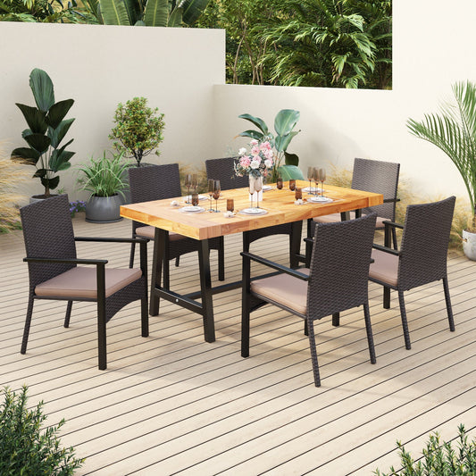 Sophia & William 7 Pieces Outdoor Patio Dining Set Dining Chairs and Patio Metal Dining Table