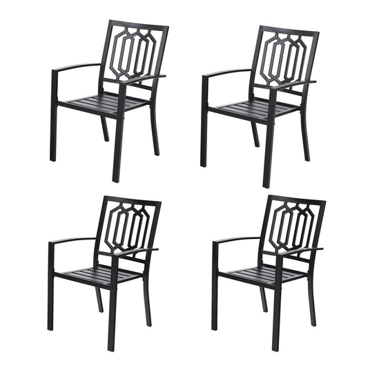 Sophia & William Outdoor Patio Metal Dining Chairs Set of 4, Black