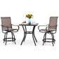 Sophia & William 3 Pieces Outdoor Metal Bar Stools and Table Set-Brown