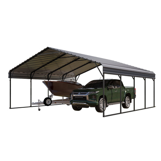 Alpha Joy 20' x 20' Heavy Duty Carport Carport with Galvanized Steel Roof Multi-Purpose Shelter