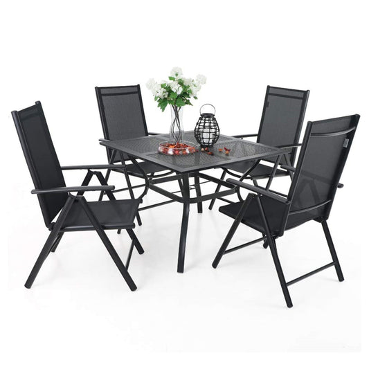 Sophia&William 5 Pcs Patio Dining Set Metal Table and Chairs Set for 4 People - Black