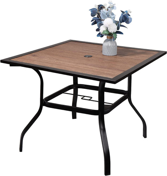 Sophia & William 37" x 37" Outdoor Dining Square Table Black Steel Frame for 4 Chairs