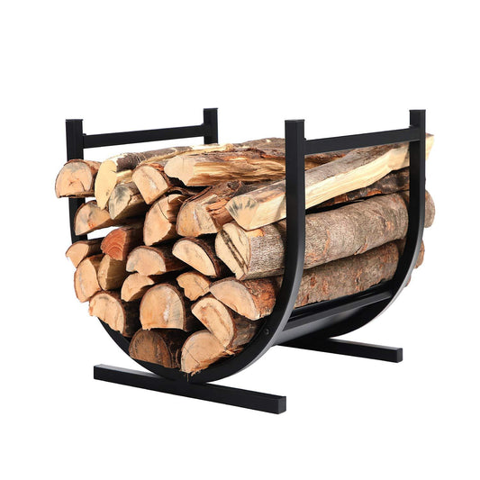 Sophia & William Garden Small Steel Firewood Log Rack Fireside Log Rack - Black