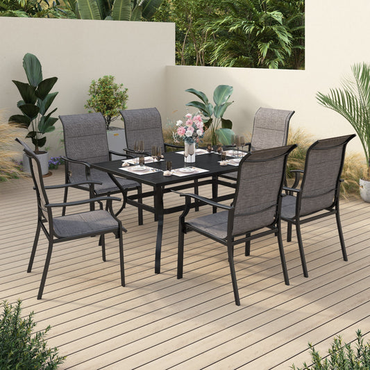 Sophia & William 7 Pieces Metal Patio Dining Set for 6 People Outdoor Chairs Table Set