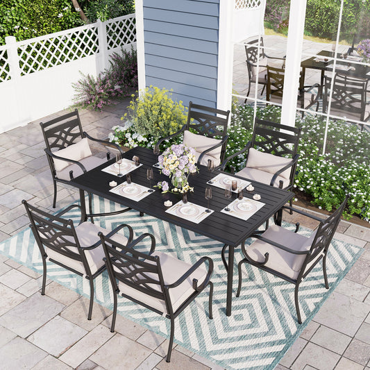 Sophia & William 7 Piece Outdoor Patio Dining Set Metal Furniture with Cusioned Chairs