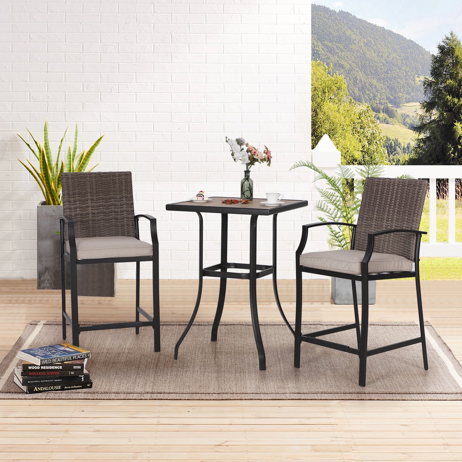 Bar height wicker online bistro set