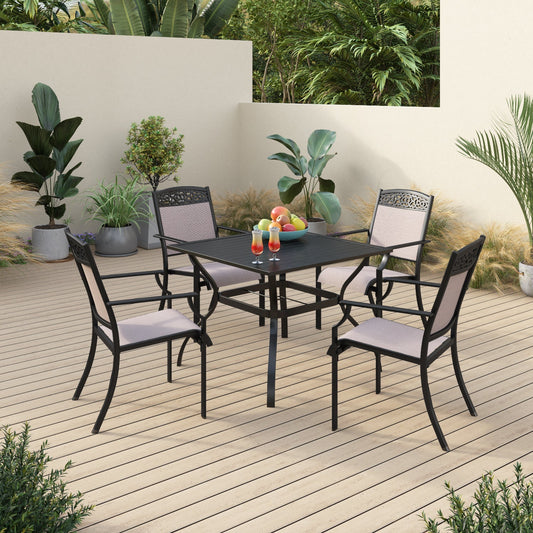 Sophia&William 5 Pieces Patio Dining Set Aluminum Chairs and Steel Table Set