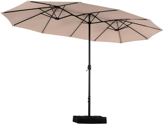 Sophia & William 15FT Outdoor Patio Umbrella Extra Large Double Sided Garden Umbrella with Crank Handle, Base Included,Beige