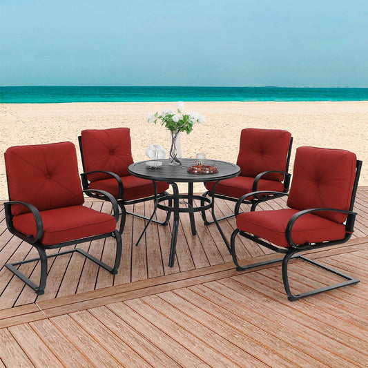 Sophia&William 5-Piece Patio Dining Set Steel Frame Cushion Padded Conversation Set, Red