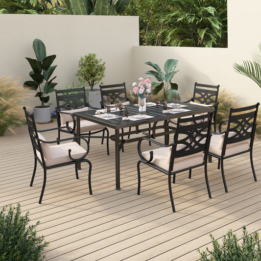 Sophia&William 7-Piece Outdoor Patio Dining Set Cushioned Chairs and Steel Table