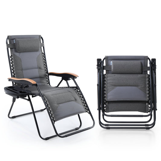 Sophia&William 2 Pieces Outdoor Oversized Padded Zero Gravity Chairs - Grey