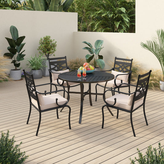 Sophia&William 5-Piece Outdoor Patio Dining Set Cushioned Chairs and Steel Table