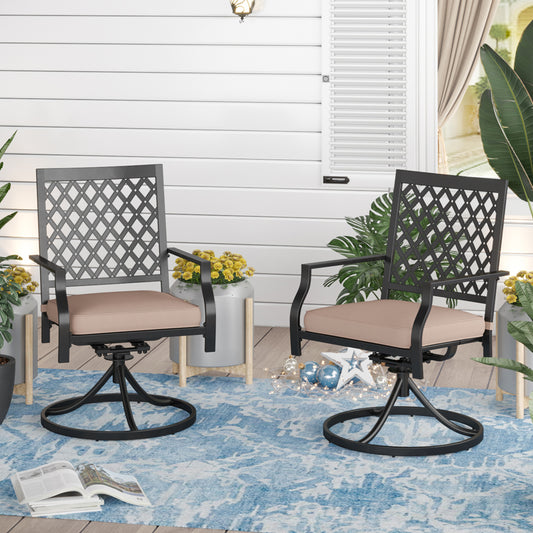 Sophia & William Outdoor Swivel Patio Chairs Set of 2 Dining Rocker Chair Support 300 lbs for Patio Garden Outdoor Dining Room Furniture Set with Cushion