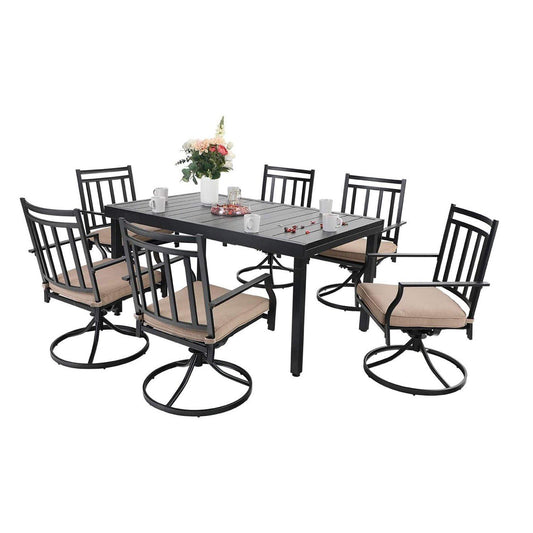 Sophia & William 7 Peices Outdoor Patio Dining Set Swivel Chairs and Table Set