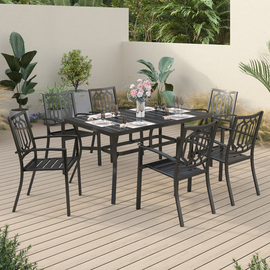 Sophia & William 7 Peices Outdoor Patio Dining Set Metal Chairs and Table Set