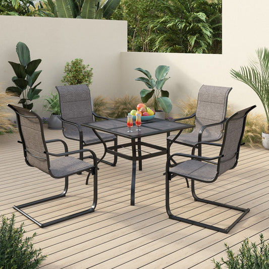 Sophia & William 5 Pieces Metal Patio Dining Set Paded Chairs and Table Furniture Set