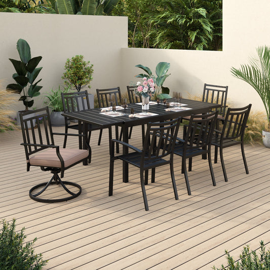 Sophia & William 9 Piece Outdoor Patio Dining Set 1 Steel Retangular Table & 8 Outdoor Dining Chairs