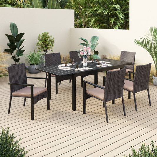 Sophia & William 7 Pieces Outdoor Patio Dining Set Dining Chairs and Metal Dining Table