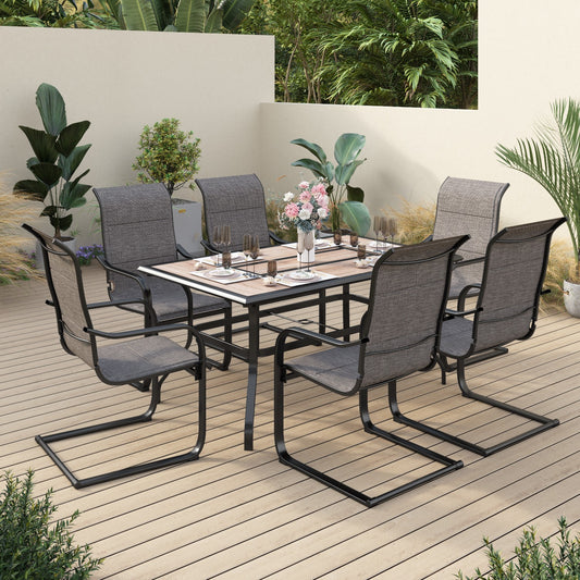 Sophia & William 7 Pieces Metal Patio Dining Set Paded Chairs and Table Furniture Set