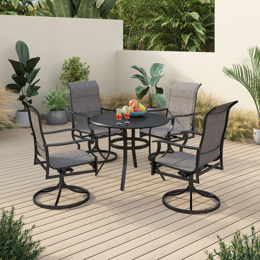 Sophia & William 5 Pieces Metal Patio Dining Set Swivel Paded Chairs and Table Set