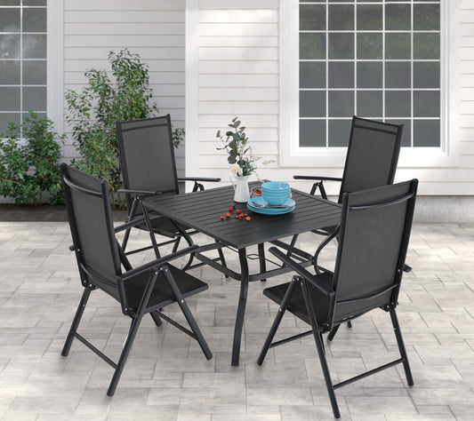 Sophia&William 5 Pcs Patio Dining Set Metal Table and Chairs Set for 4 People - Black