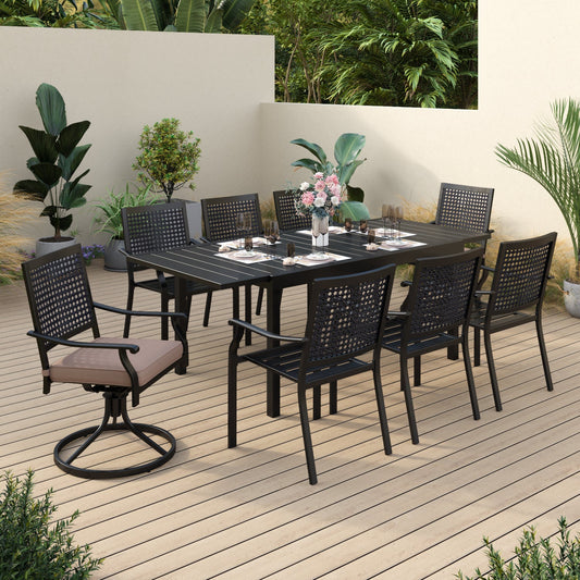 Sophia & William 9 Piece Outdoor Patio Dining Set 1 Steel Retangular Table&8 Outdoor dining Chairs