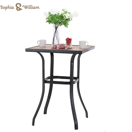 Sophia & William Patio Wood-like Square Bistro Bar Table with Steel Frame