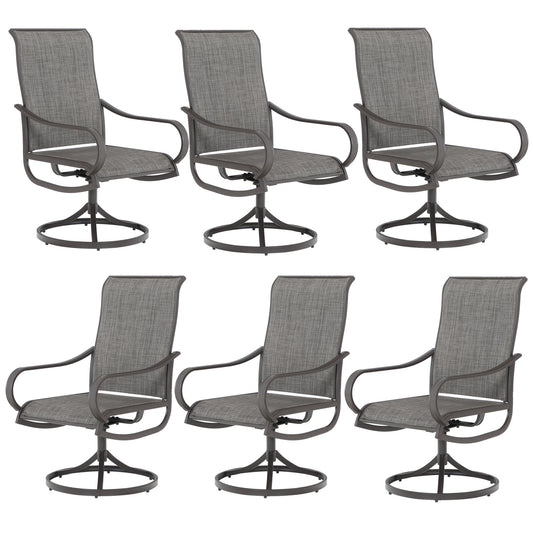 Sophia & William 6Pcs Patio Dining Swivel Chairs Set with Brown Steel Frame