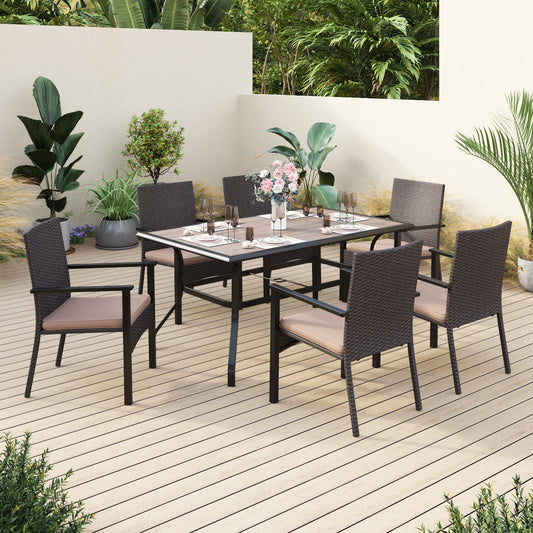 Sophia & William 7 Pieces Outdoor Patio Dining Set Dining Chairs and Metal Dining Table