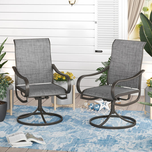 Sophia & William 2Pcs Patio Dining Swivel Chairs Set with Brown Steel Frame