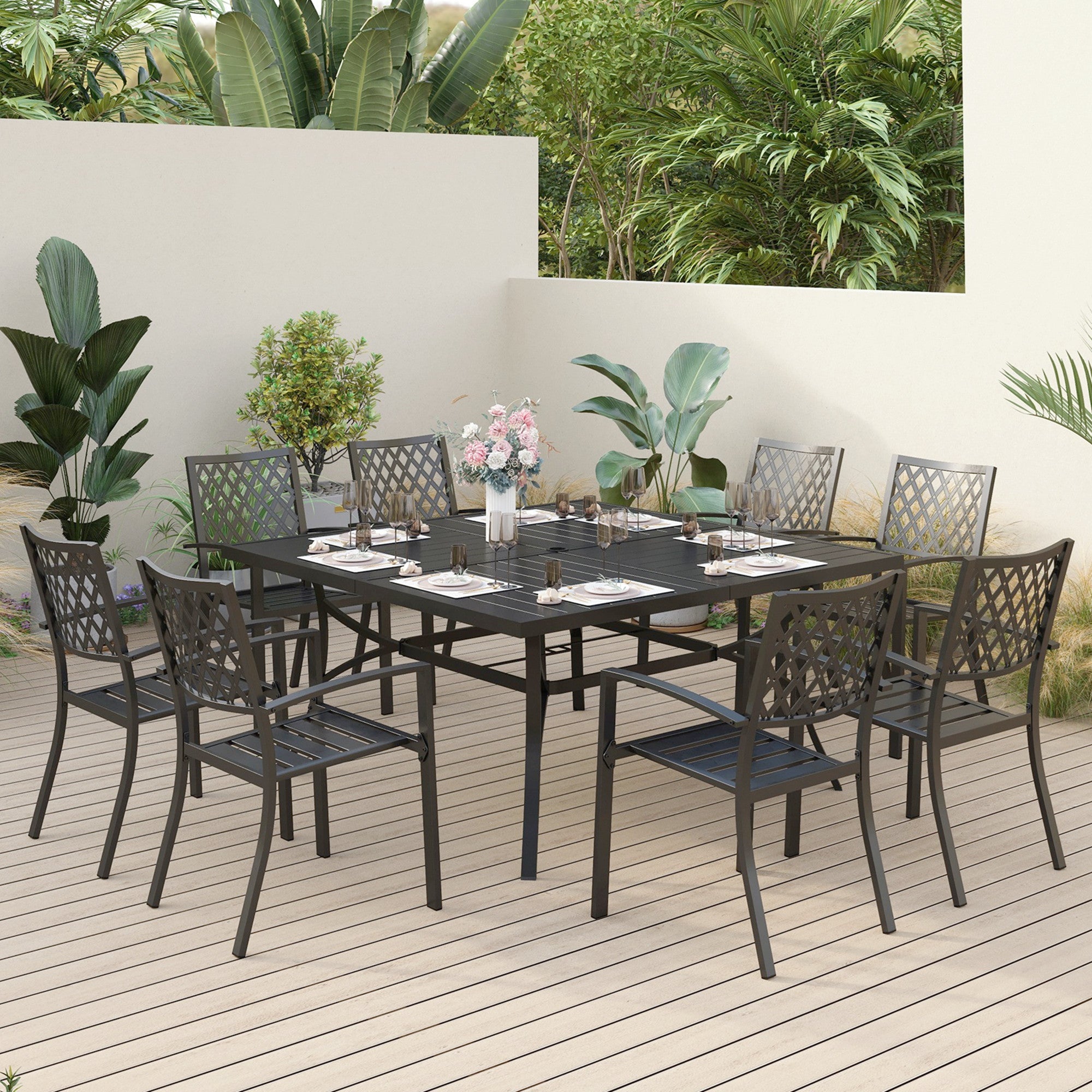 9 piece metal outdoor dining online set