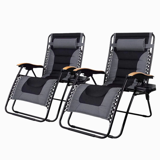 Sophia&William Outdoor Oversized Padded Zero Gravity Chairs Set of 2 - Gray