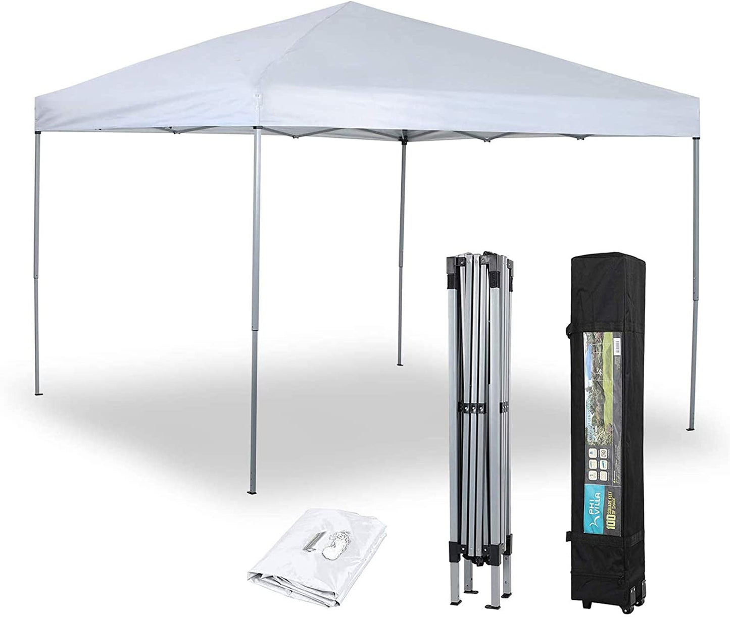 Sophia & William 10x10ft Outdoor Gazebo Instant Pop Up Canopy Tent with Wheeled Bag for Backyard,Outdoor,Patio and Lawn,White