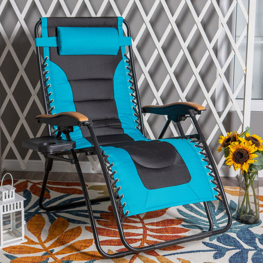 Sophia&William Outdoor XL Oversized Padded Zero Gravity Chair Camping Recliner - Pacific Blue