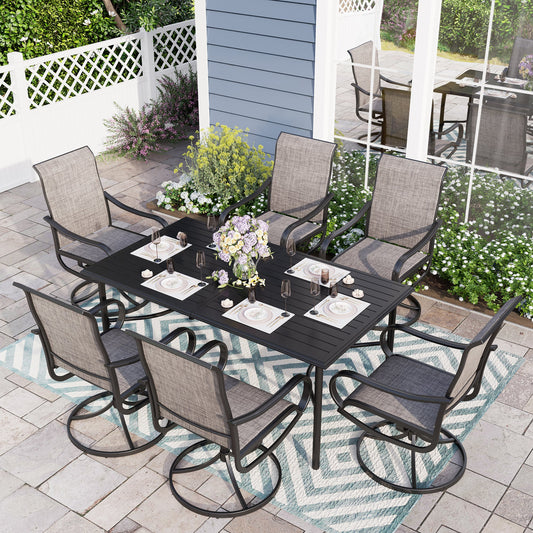 Sophia & William 7 Piece Outdoor Patio Dining Set Metal Table with Highback Textilene Chairs