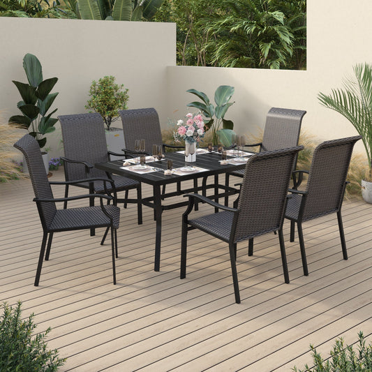 Sophia & William 7 Pieces Outdoor Patio Furniture Dining Set High Back Dining Chairs and Metal Dining Table